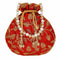 Ethnic Silk Potli bag Clutch Batwa Pouch with Embroidery and Metal Bead work Gift For Women